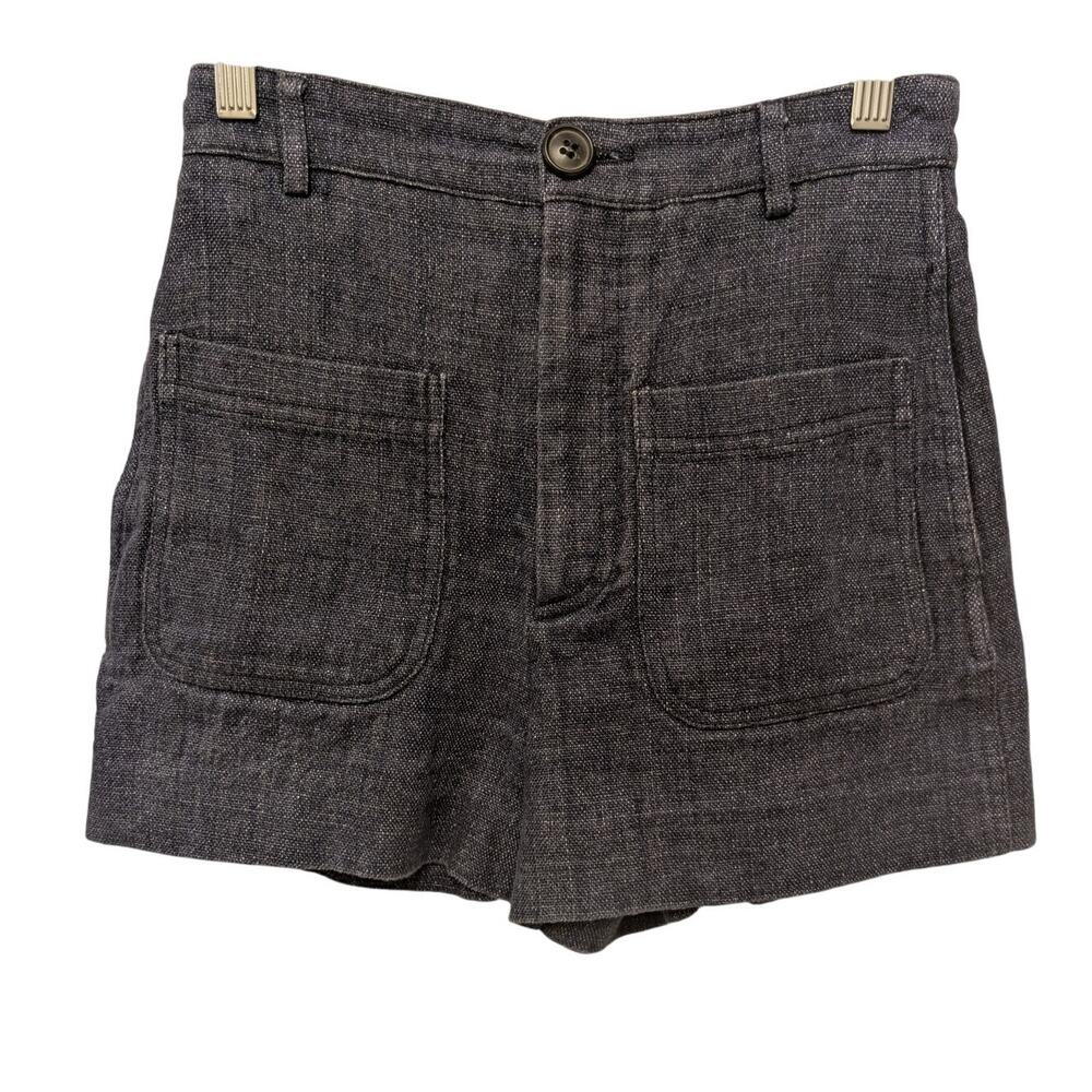 Zara Woman High Waisted Shorts Navy Women's XS Patch‎ Pockets Casual